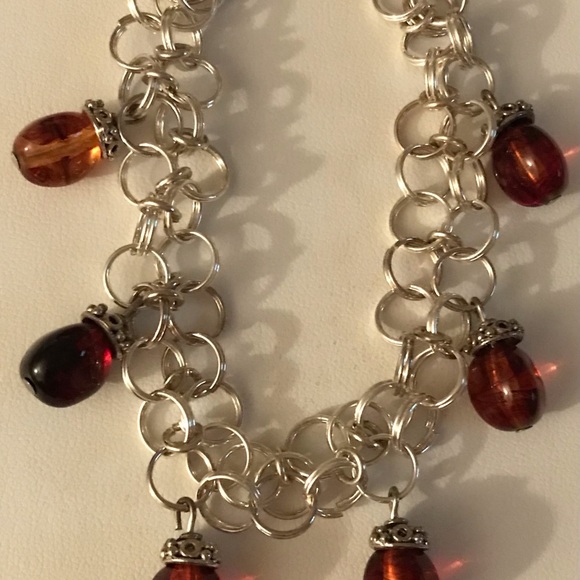 Handmade Silver Loop Charm Bracelet 8” - Picture 2 of 5